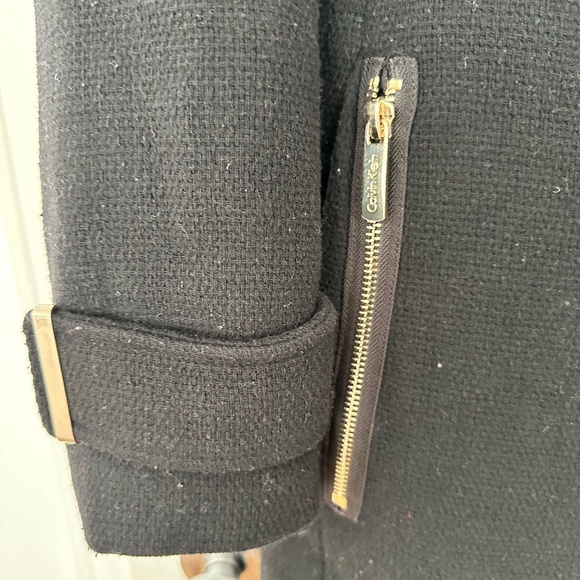 Calvin Klein | Wool Blend Belted Coat | Black | Size 6 - Picture 3 of 7